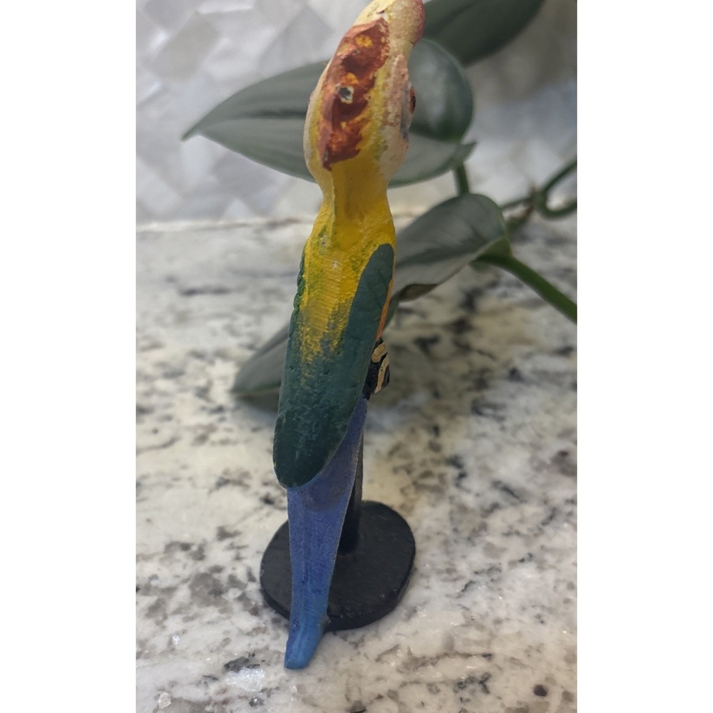 Vintage Cast Iron Parrot Bottle Opener On Stand Hand Painted Barware Island Vibe - Picture 5 of 12